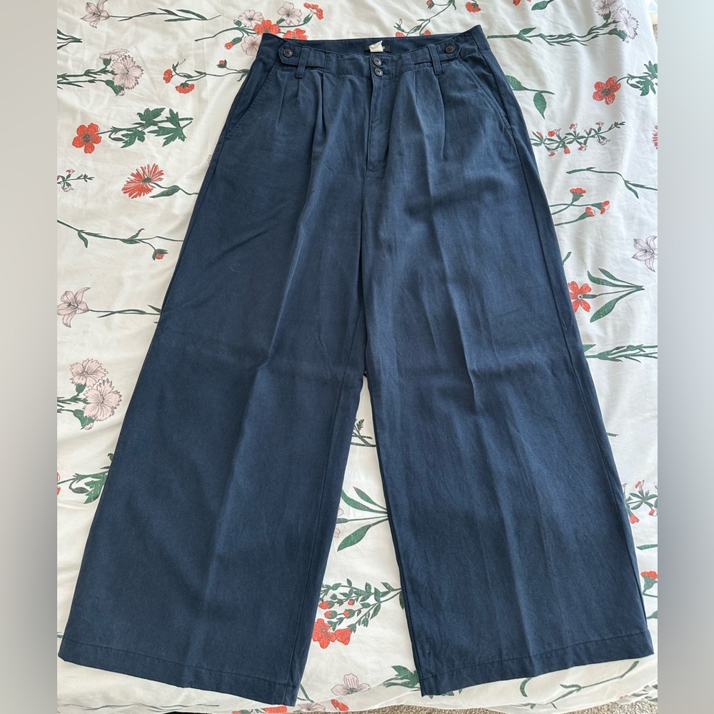 Madewell Navy Blue Harlow Wide-Leg Pants